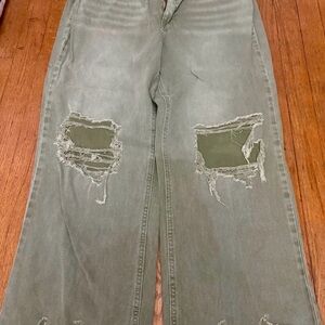 Zenana Outfitters Olive Distressed Boyfriend Jeans